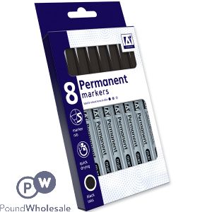Permanent Markers Black Set 8 Pack