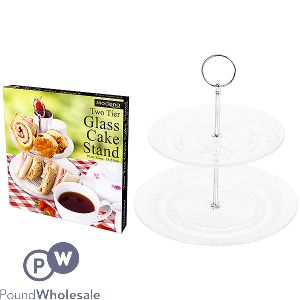 Modena Two Tier Glass Cake Stand 18cm/23cm