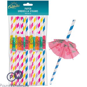 Bello Assorted Colour Paper Umbrella Straws 30 Pack