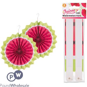 Bello Juicee Watermelon Paper Fans 15cm 2 Pack