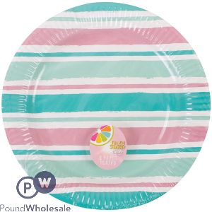 Bello Stripe Paper Plates 23cm 6 Pack