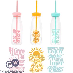 Bello Plastic Summer Bottles With Straw 525ml Assorted