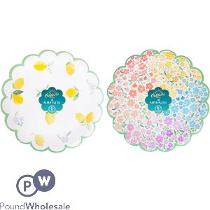 Bello Fruit &amp; Floral Scalloped Paper Plate 10 Pack Assorted