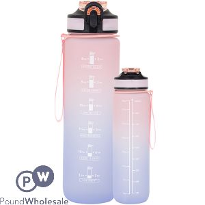 Sports Pull-Up Sipper Pink Ombre Water Bottle 1L