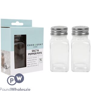 Coco & Gray Glass Salt & Pepper Shaker Pots 100ml 2 Pack