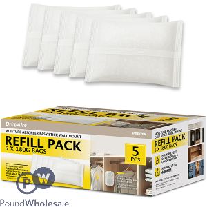 Dekton Dri Aire Moisture Absorbing Easy Stick Wall Mount Refill Pack 5 X 180g