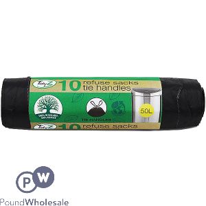 Tidyz 10 Recycled Extra Strong Refuse Sacks 50L