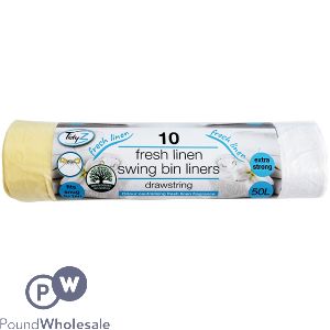 Tidyz 10 Fresh Linen Extra Strong Swing Bin Liners 50L