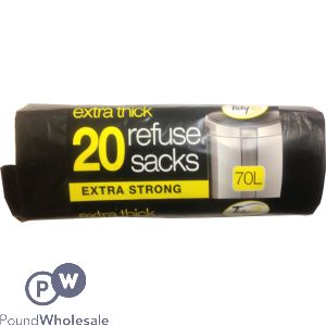 Tidyz Extra Thick Refuse Sacks 70L 20 Pack