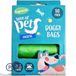 Love Of Pets Fragranced Doggy Bags 80 Pack 32cm X 36cm