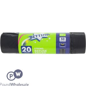 Bettina Drawstring Strong Refuse Sacks 50l 20 Pack