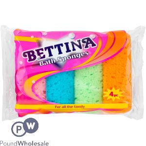 Bettina Assorted Colours Bath Sponges 4 Pack