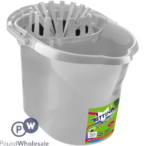 Bettina Silver Oval Mop Bucket Metallic With Wringer 15L