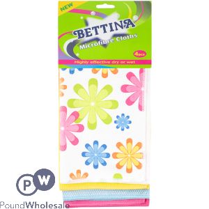 Bettina Assorted Floral Microfibre Cloth 4 Pack