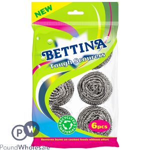 Bettina Tough Stainless Steel Scourers 6 Pack