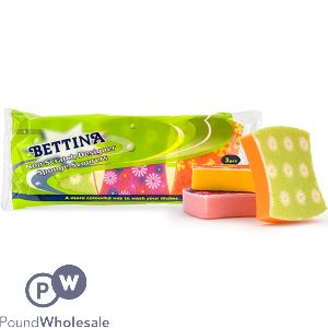 Bettina Assorted Non-scratch Designer Sponge Scourers 3pc