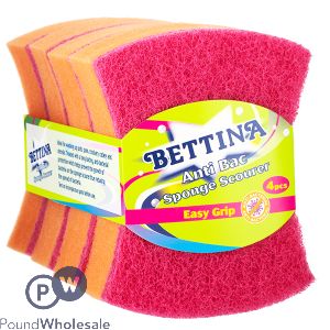 Bettina Easy Grip Anti-Bac Sponge Scourer 4 Pack