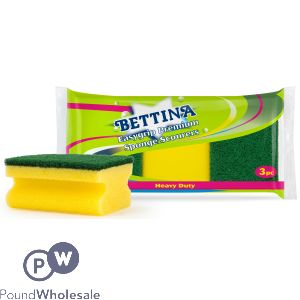 Bettina Easy Grip Premium Sponge Scourers 3 Pack