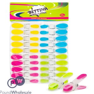 Bettina Assorted Colour Soft Grip Pegs 20 Pack