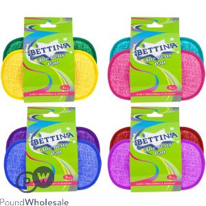 Bettina 'The Betty' 2-In-1 Microfibre & Scourer Pad 2pc Assorted Colours