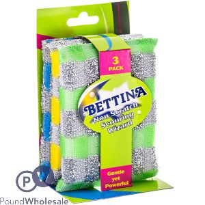 Bettina Assorted Colour Non-Scratch Scouring Wizards 3 Pack