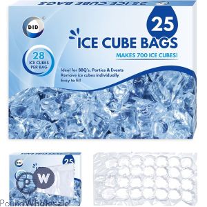 DID 28-Cavity Ice Cube Bags 25 Pack