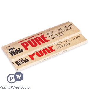 Bull Brand Pure Organic Hemp King Size Slim Papers 3 Pack