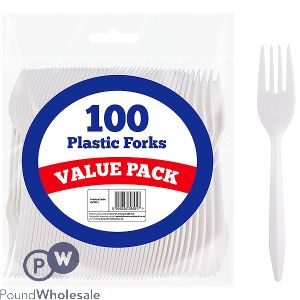 DID White Disposable Plastic Forks 100 Pack