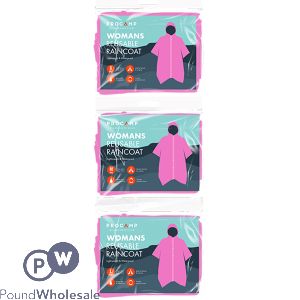 Procamp Pink Woman's Reusable Waterproof Raincoat Assorted Sizes