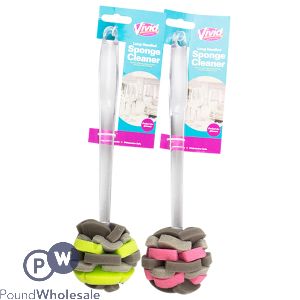 Vivid Long-Handled Sponge Cleaner Assorted