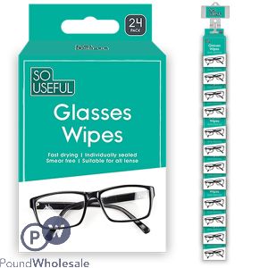 So Useful Glasses Lens Wipes 24 Pack Clip Strip