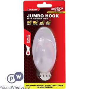 Dekton Gecko Grip White Jumbo Hook with Adhesive Strip
