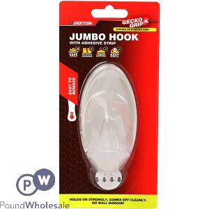 Dekton Gecko Grip Clear Jumbo Hook with Adhesive Strip