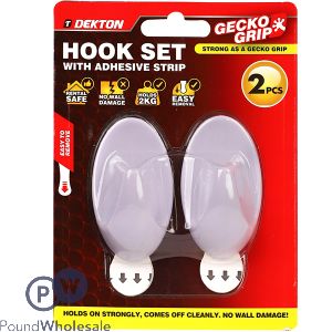 Dekton Gecko Grip White Adhesive Hooks 2 Pack