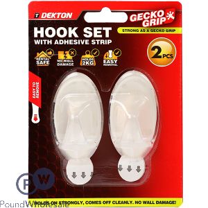 Dekton Gecko Grip Clear Adhesive Hooks 2 Pack