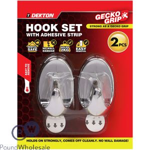 Dekton Gecko Grip Chrome Adhesive Hooks 2 Pack