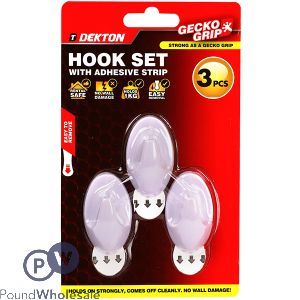 Dekton Gecko Grip White Adhesive Hook Set 3pc