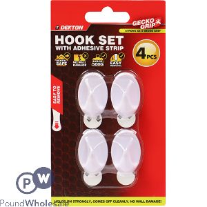Dekton Gecko Grip White Adhesive Hook Set 4pc