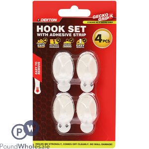 Dekton Gecko Grip Clear Adhesive Hook Set 4pc