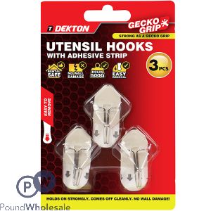 Dekton Gecko Grip Adhesive Clear Utensil Hook Set 3pc