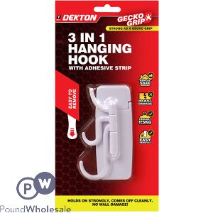 Dekton Gecko Grip 3-in-1 Adhesive Hanging Hook