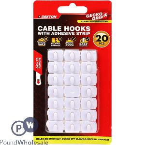 Dekton Gecko Grip White Adhesive Cable Hooks 20 Pack