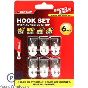 Dekton Gecko Grip Adhesive Hook Set 6pc