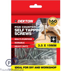 Dekton Pozi Countersunk Self Tapping Screws 3.5 X 19mm 160 Pack