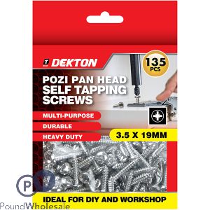 Dekton Pozi Pan Head Self Tapping Screws 3.5 X 19mm 135 Pack