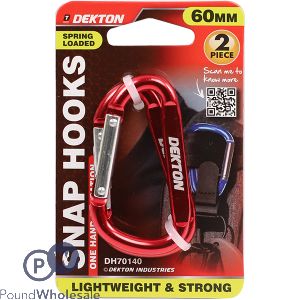 Dekton Spring-loaded Carabiner Snap Hooks 60mm 2 Pack
