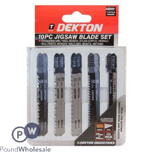 Dekton 10 Piece Jigsaw Blade Set (T-Style Shank)