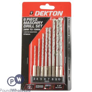 Dekton 8 Piece 1/4&quot; Shank Masonry Drill Set 3-10mm