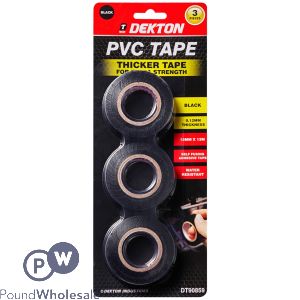 Dekton Extra Strong Black PVC Tape 3 Pack