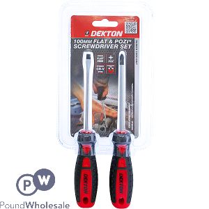 Dekton Flat &amp; Pozi* Cr-V 100mm Screwdriver Set